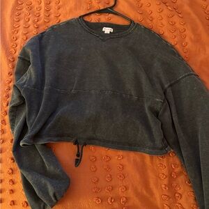 grey cinch waist sweatshirt